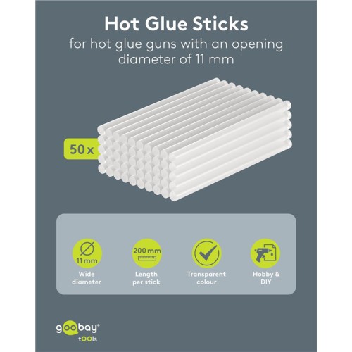GOOBAY GOOBAY ράβδοι σιλικόνης 77853, Φ11mm x 200mm, διάφανο, 50τμχ
