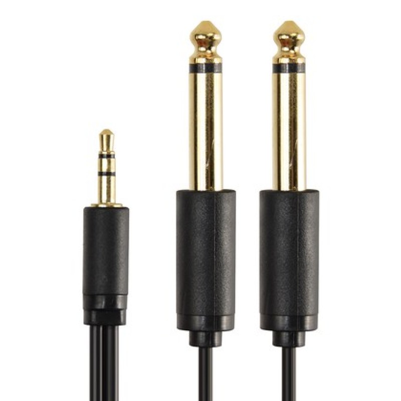 CABLETIME CABLETIME καλώδιο ήχου 3.5mm σε 2x 6.35mm AV310-17G, 1.8m, μαύρο