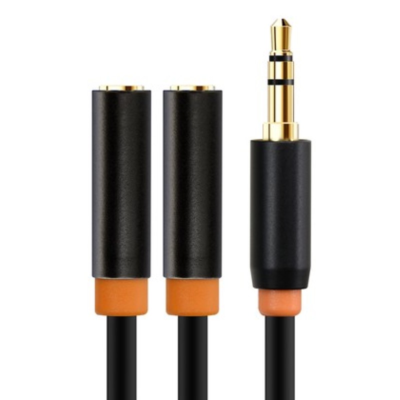 CABLETIME CABLETIME καλώδιο ήχου 3.5mm σε 2x 3.5mm CT-AV309-P12G, 20cm, μαύρο