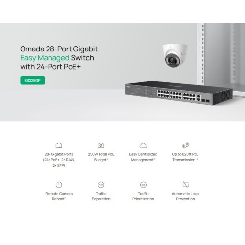 TP-Link TP-LINK easy managed switch ES228GP, 28x Gigabit θύρες, PoE+, V1.0