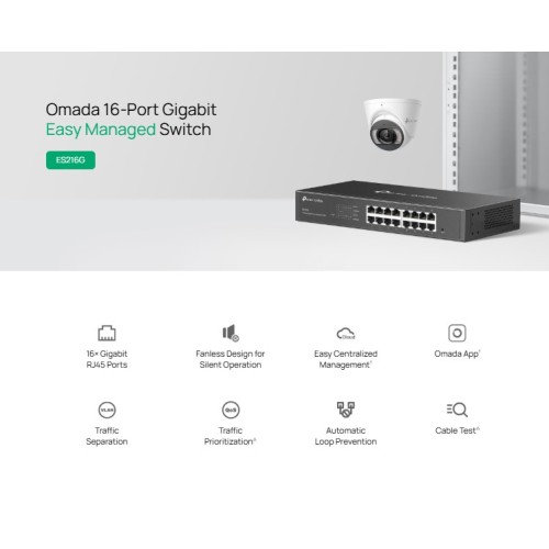 TP-Link TP-LINK easy managed switch ES216G, 16x Gigabit θύρες, V1.0