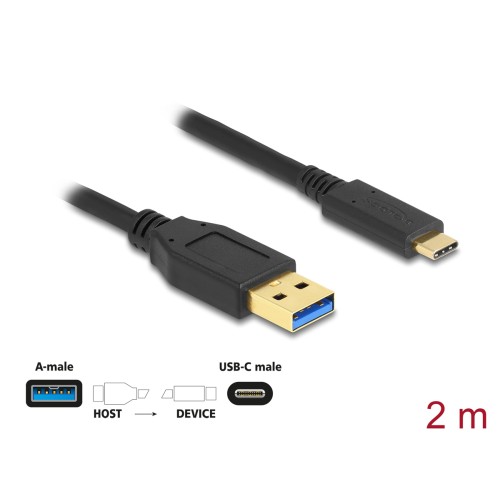 DELOCK DELOCK καλώδιο USB-C σε USB 84004, 10Gbps, 2m, μαύρο