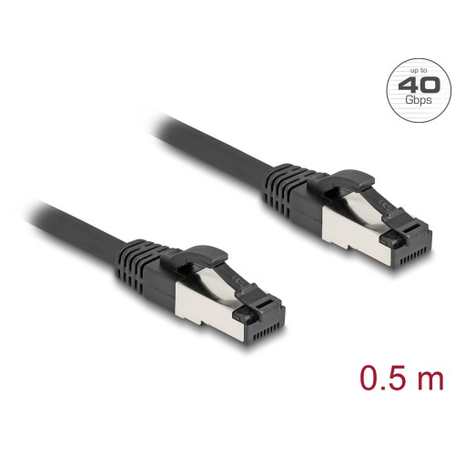 DELOCK DELOCK καλώδιο δικτύου 80570, CAT 8.1 S/FTP, copper, 2000MHz, 0.50m, μαύρο