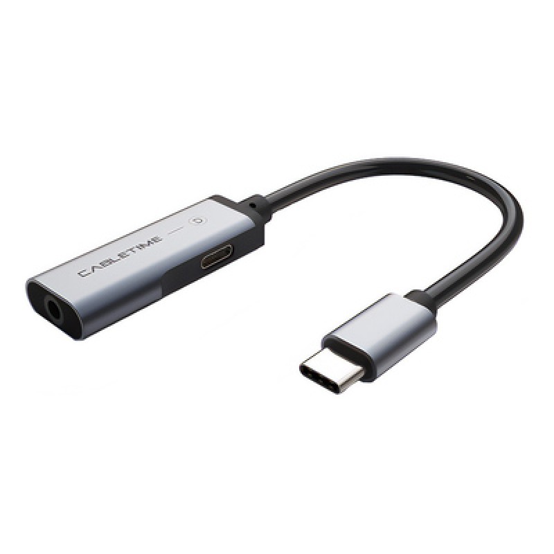 CABLETIME CABLETIME αντάπτορας USB-C σε USB-C & 3.5mm CT-CMACD, γκρι