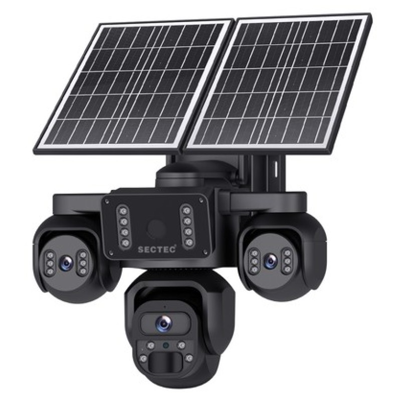 Sectec SECTEC smart ηλιακή κάμερα ST-523-9MAOV-4G-EU, triple lens, 3MP, 4G, SD, PTZ, IP66