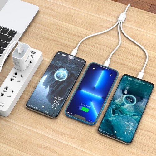 KAKUSIGA KAKUSIGA καλώδιο USB σε USB-C/Lightning/Micro USB KSC-1021, 5A, 1.2m, λευκό