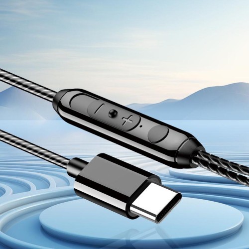 KAKUSIGA KAKUSIGA earphones με μικρόφωνο KSC-1300, USB-C σύνδεση, 10mm, 1.2m, μαύρα