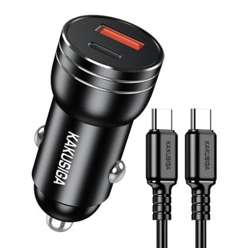 KAKUSIGA KAKUSIGA φορτιστής αυτοκινήτου KSC-1714 με καλώδιο USB-C, USB/USB-C, 60W, μαύρος