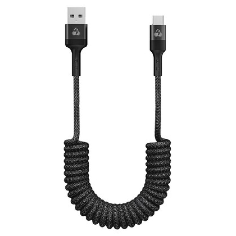Powertech POWERTECH καλώδιο USB-C σε USB PTR-0197 με spiral καλώδιο, PD 60W, 480Mbps, 1m, μαύρο