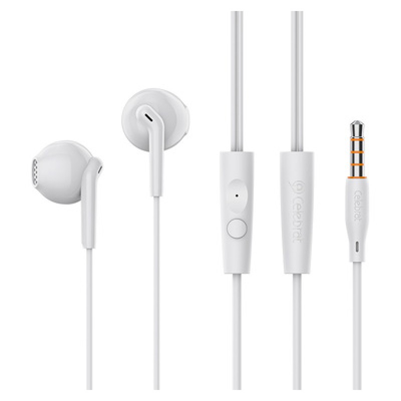 CELEBRAT CELEBRAT earphones με μικρόφωνο G34, 3.5mm σύνδεση, 14mm, 1.2m, λευκά