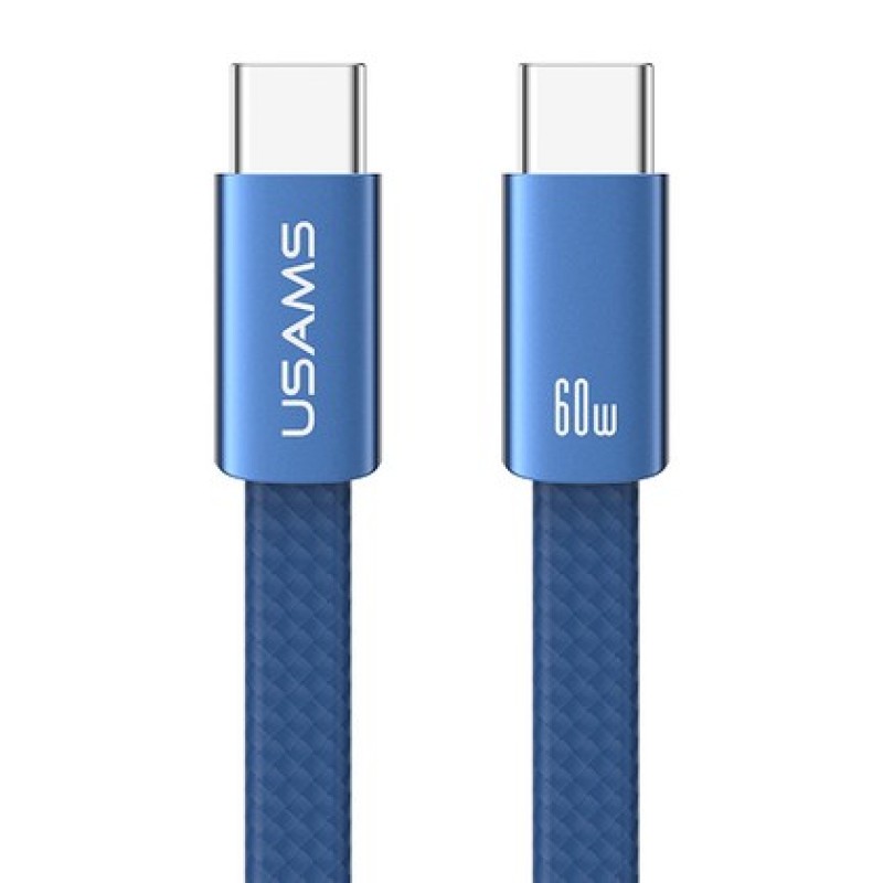 USAMS USAMS καλώδιο USB-C SJ783, 60W, 480Mbps, flat, 1.2m, μπλε