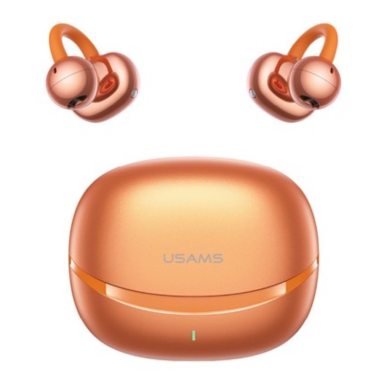 USAMS USAMS earphones με θήκη φόρτισης Echo R03, OWS, Φ11mm, 40/300mAh, πορτοκαλί