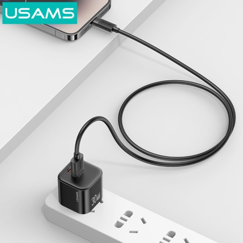 USAMS USAMS καλώδιο Lightning σε USB SJ778, 2.4A, 480Mbps, 1m, μαύρο