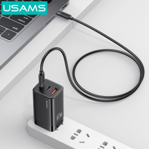 USAMS USAMS καλώδιο USB-C SJ780, 60W, 480Mbps, 1m, μαύρο