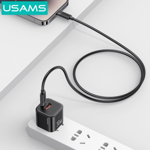 USAMS USAMS καλώδιο Lightning σε USB-C SJ781, 30W, 480Mbps, 1m, μαύρο