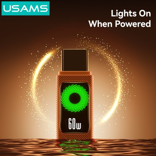 USAMS USAMS καλώδιο USB-C SJ773, 60W, 480Mbps, 1.2m, πορτοκαλί