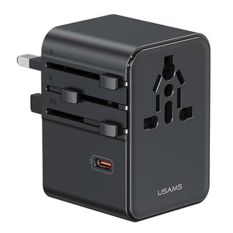 USAMS USAMS φορτιστής/αντάπτορας πρίζας CC310, 2x USB & 3x USB-C, universal, 70W, μαύρος