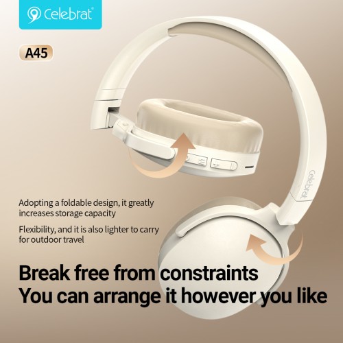 CELEBRAT CELEBRAT headphones A45, ασύρματα & ενσύρματα, micro SD, 40mm, 250mAh, μαύρα