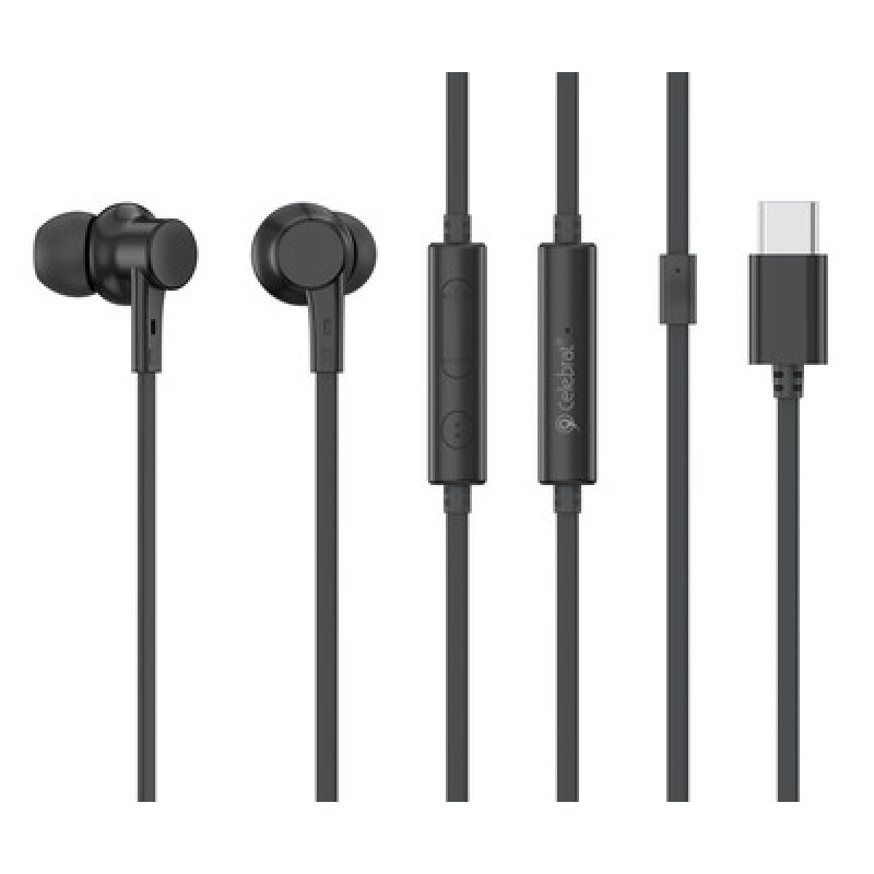 CELEBRAT CELEBRAT earphones με μικρόφωνο G40, USB-C σύνδεση, 10mm, 1.2m, μαύρα