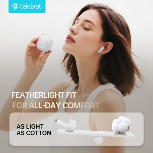 CELEBRAT CELEBRAT earphones με θήκη φόρτισης W79, True Wireless, 13mm, 30/300mAh, λευκά