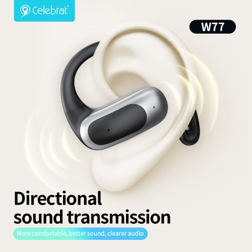 CELEBRAT CELEBRAT earphones με θήκη φόρτισης W77, OWS, 12mm, 40/400mAh, μαύρα