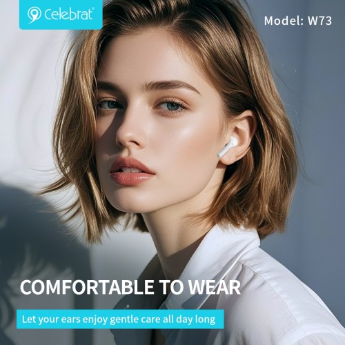 CELEBRAT CELEBRAT earphones με θήκη φόρτισης W73, True Wireless, 13mm, 33/380mAh, μαύρα
