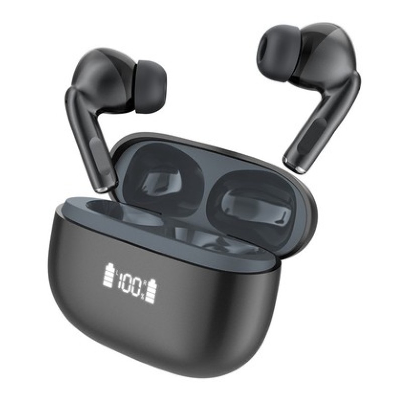 CELEBRAT CELEBRAT earphones με θήκη φόρτισης W72, True Wireless, 10mm, 33/380mAh, ANC & ENC, μαύρα