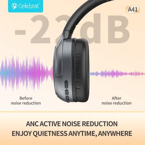 CELEBRAT CELEBRAT headphones A41, ασύρματα & ενσύρματα, 40mm, 400mAh, ANC, μαύρα