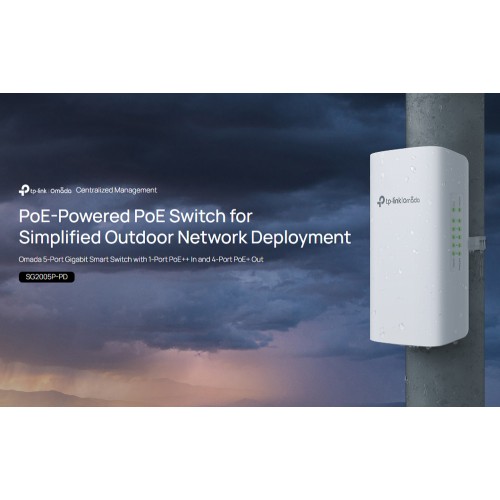 TP-Link TP-LINK smart switch SG2005P-PD, 1x Gigabit PoE++ in/4x Gigabit PoE+ out, V1.0