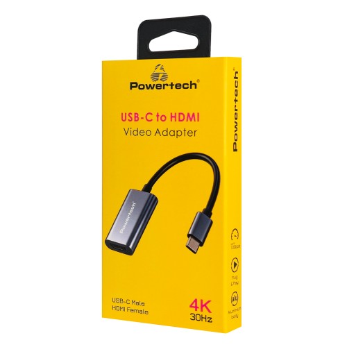 Powertech POWERTECH αντάπτορας USB-C σε HDMI PTR-0208, 4K/30Hz, 10 Gbps, γκρι