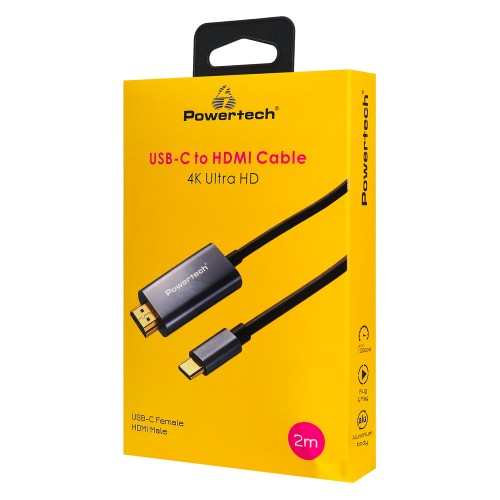 Powertech POWERTECH καλώδιο USB-C σε HDMI PTR-0210, 4K/30Hz, 10 Gbps, 2m, μαύρο