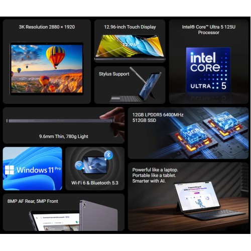 CHUWI CHUWI tablet Hi10 Max με πληκτρολόγιο/θήκη, 12.96