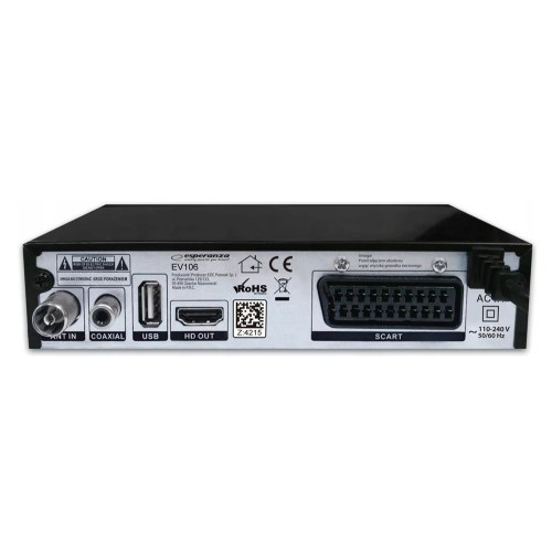Esperanza ESPERANZA ψηφιακός δέκτης EV106R, DVB-T2, Full HD, MPEG-4, H.265/HEVC, με PVR