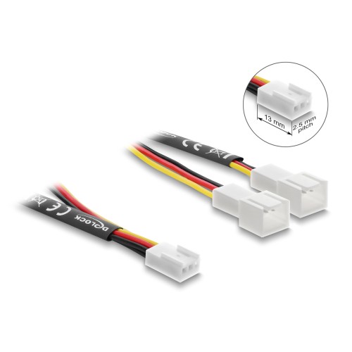 DELOCK DELOCK καλώδιο 1x 3pin σε 2x 3pin 91429 για ανεμιστήρες, 10cm