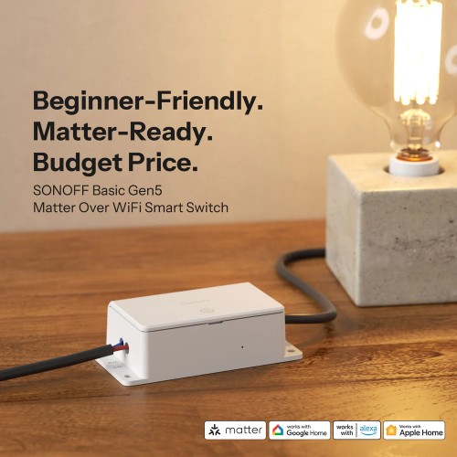 SONOFF SONOFF smart διακόπτης BASIC Gen5, 1 κανάλι, WiFi, συμβατός με Matter, 10A, λευκός