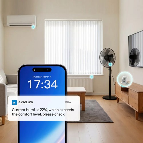 SONOFF SONOFF smart θερμόμετρο & υγρασιόμετρο AirGuard TH, έως 60°C, ZigBee 3.0 & Bluetooth, λευκό