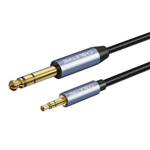 CABLETIME CABLETIME καλώδιο ήχου 3.5mm σε 6.35mm CT-AV321-H11G, 1m, μαύρο