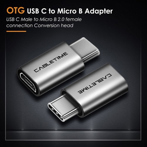 CABLETIME CABLETIME αντάπτορας USB-C σε micro USB CT-CMMCBF-ASG, 480Mbps, γκρι