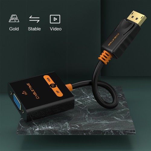 CABLETIME CABLETIME αντάπτορας DisplayPort σε VGA CT-AV586-03G, 1080p/60Hz, μαύρος