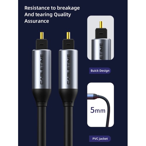 CABLETIME CABLETIME καλώδιο ήχου Toslink CT-AV380-P04GN, gold plated, 5mm, 3m, μαύρο