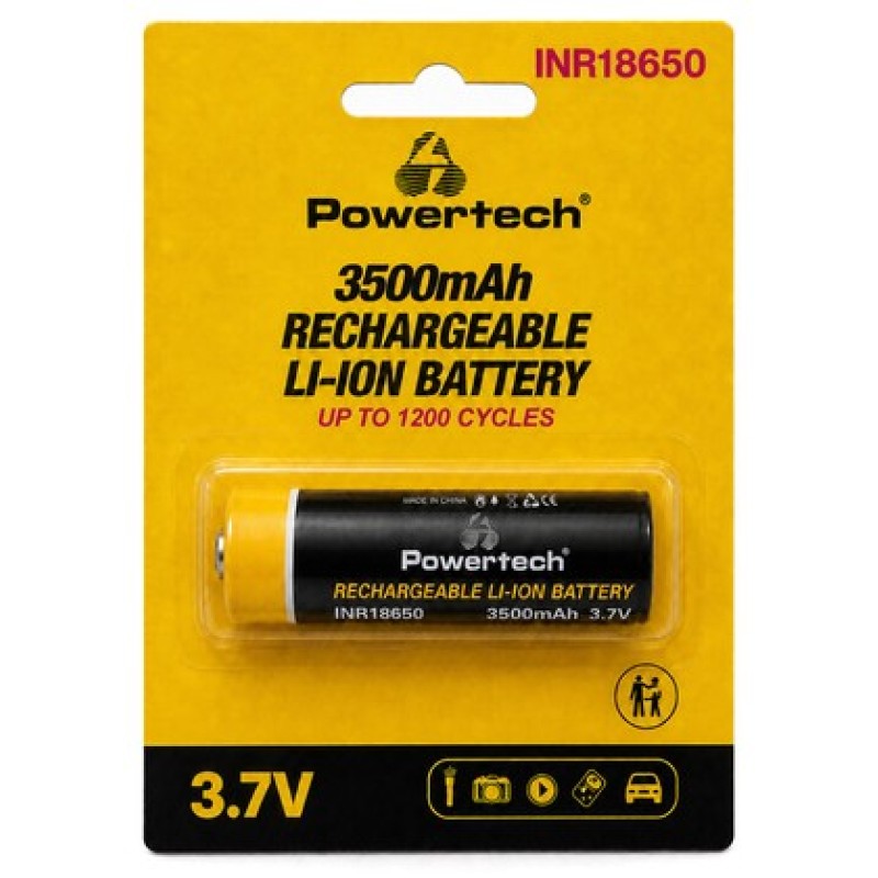 Powertech POWERTECH επαναφορτιζόμενη μπαταρία Li-ion INR18650 PT-1615, 3500mAh, 3.7V, button top, 1τμχ