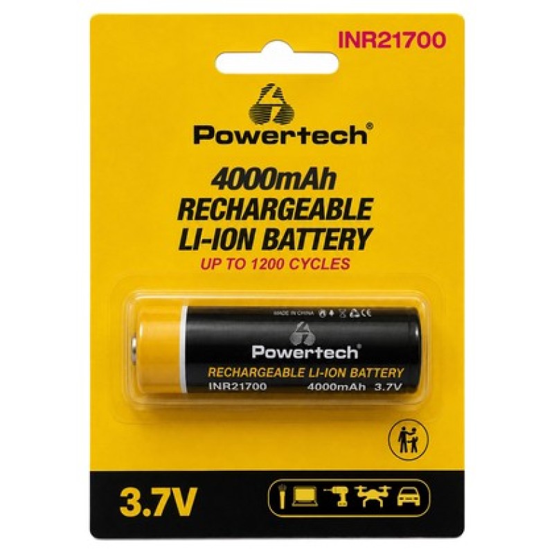 Powertech POWERTECH επαναφορτιζόμενη μπαταρία Li-ion INR21700 PT-1616, 4000mAh, 3.7V, button top, 1τμχ