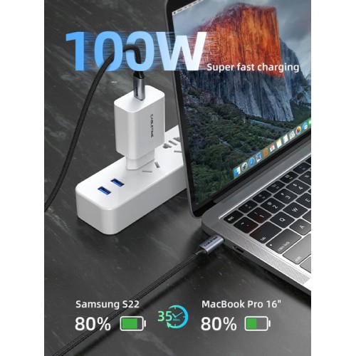 CABLETIME CABLETIME καλώδιο USB-C CT-C160-PU31-CMCM2, USB 3.2, 100W, 20Gbps, 4K, 1.5m, μαύρο