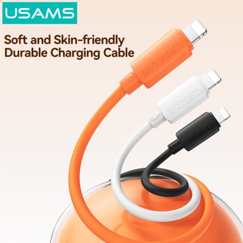 USAMS USAMS καλώδιο Lightning σε USB-C SJ788, σιλικόνης, 30W, 480Mbps, 1m, πορτοκαλί