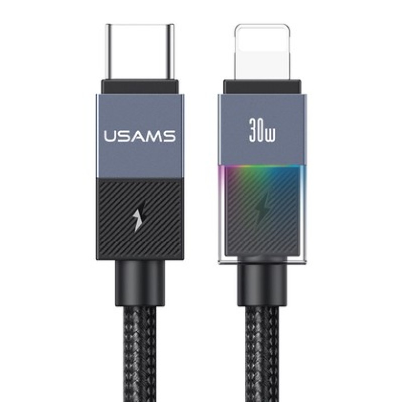 USAMS USAMS καλώδιο Lightning σε USB-C SJ776, 30W, 480Mbps, 1.2m, μαύρο