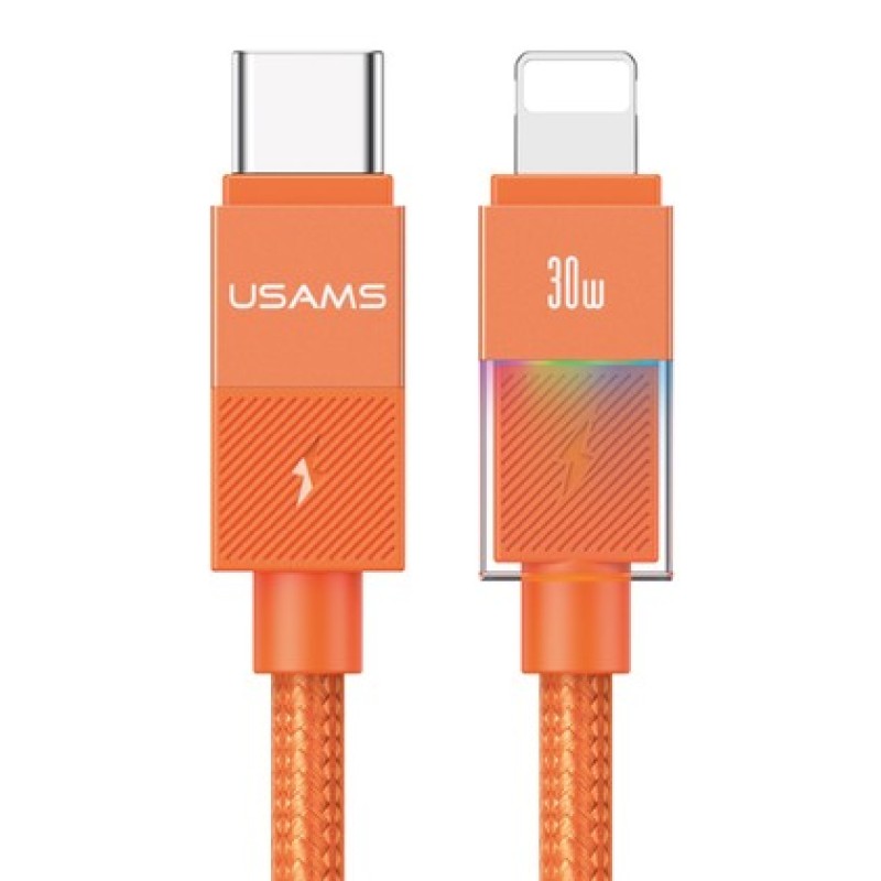 USAMS USAMS καλώδιο Lightning σε USB-C SJ776, 30W, 480Mbps, 1.2m, πορτοκαλί