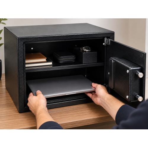 Powertech POWERTECH χρηματοκιβώτιο ασφαλείας PT-1666 με ράφι, ψηφιακό κλείδωμα, 44x40x30cm, 17kg