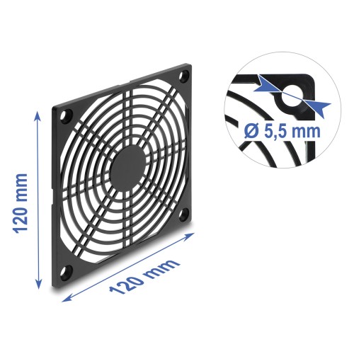 DELOCK DELOCK σχάρα για 120mm ανεμιστήρα 67664, πλαστική, μαύρη