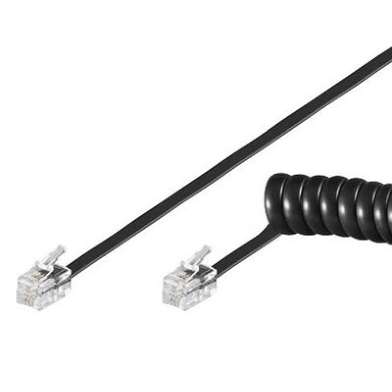 GOOBAY GOOBAY καλώδιο τηλεφώνου 50270, spiral, RJ10 4P4C, CCA, 2m, μαύρο