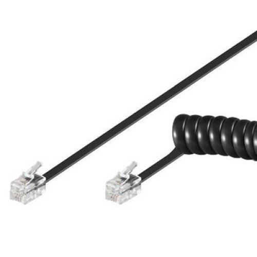 GOOBAY GOOBAY καλώδιο τηλεφώνου 68002, spiral, RJ10 4P4C, CCA, 4m, μαύρο